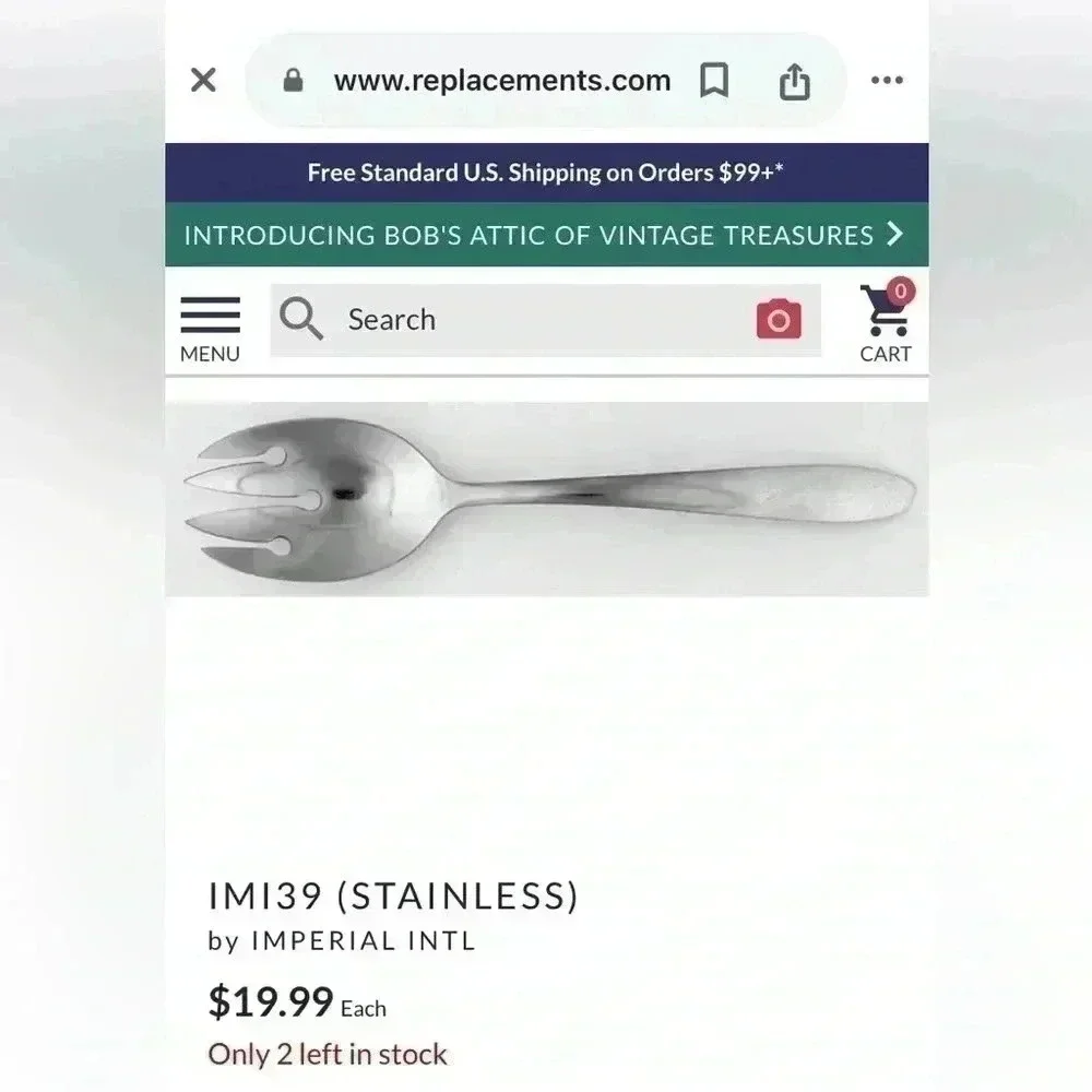 Vintage Spork Spoon Serving Set 9” Salad‎ Imperial Brand IMI39 Stainless Steel